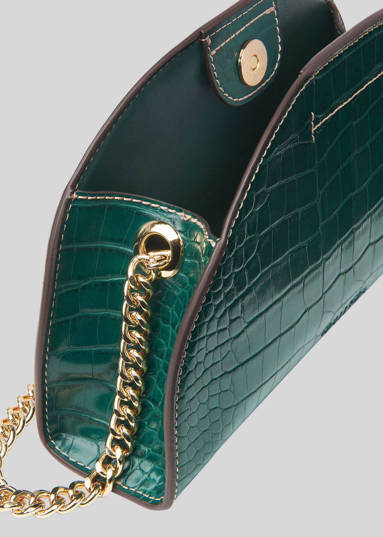 Miri Half Moon Croc Bag Dark Green