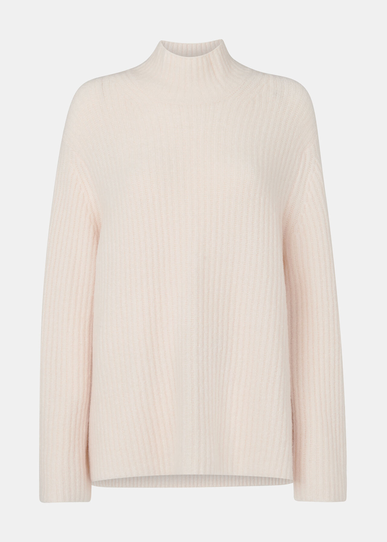 Petite Wool Mix Rib Funnel Neck