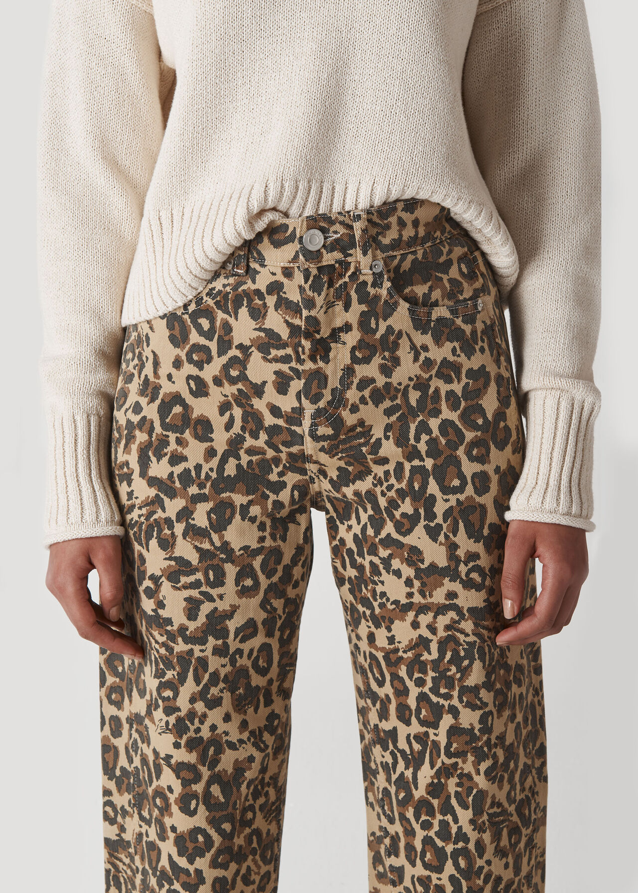 Leopard High Waist Barrel Leg Leopard Print
