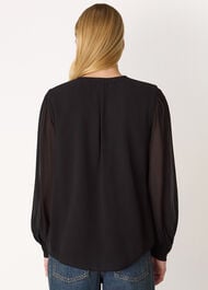 Sheer V Neck Frill Blouse