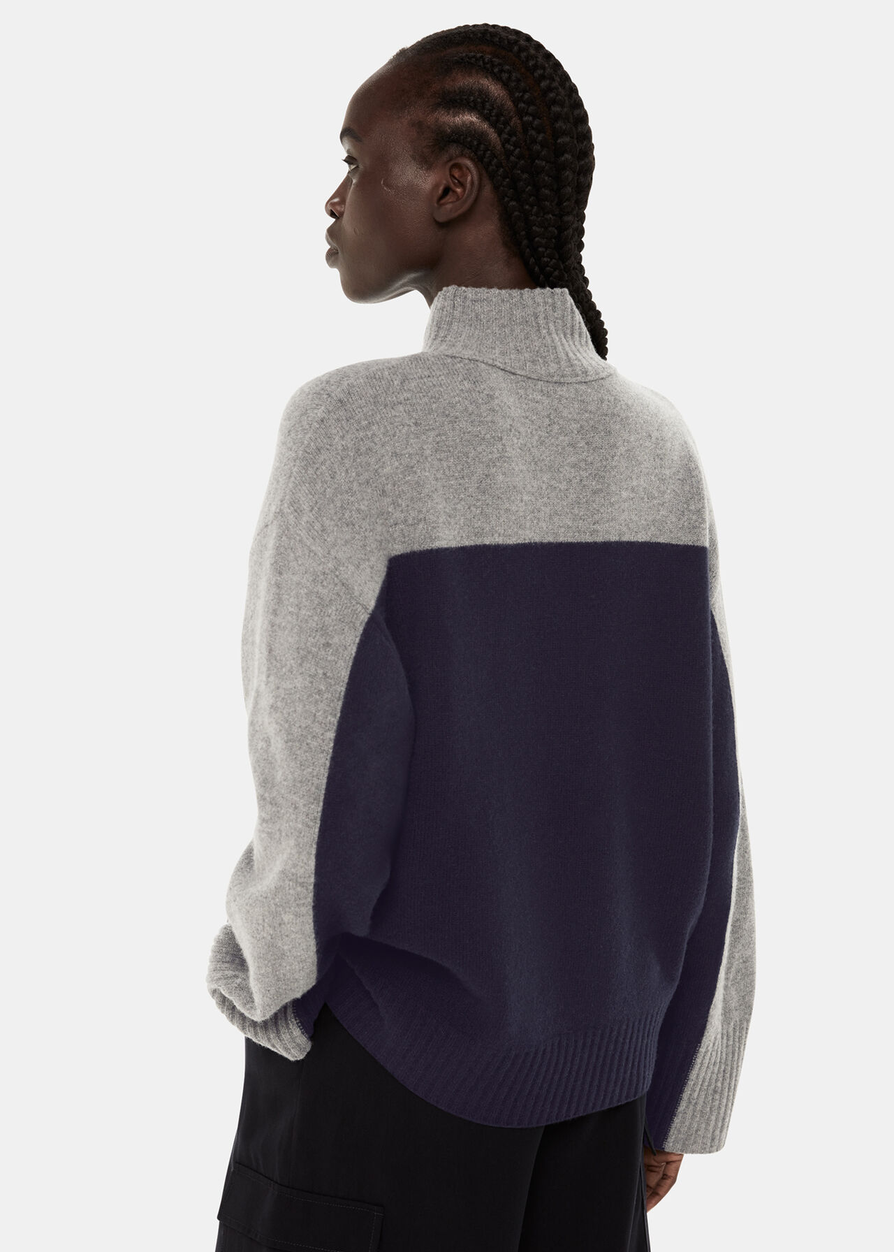 Wool Colour Block Funnel Neck