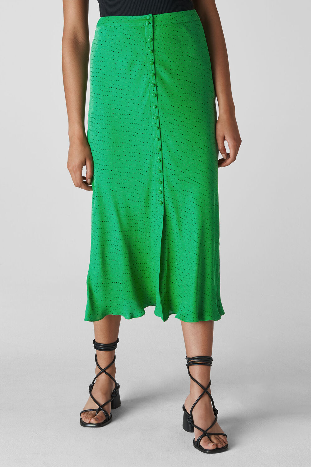 Micro Spot Button Skirt