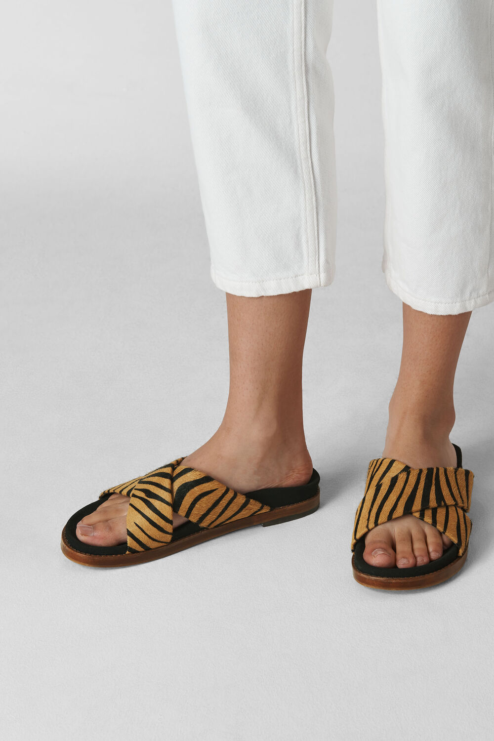 Hester Cross Strap Slider Zebra Print