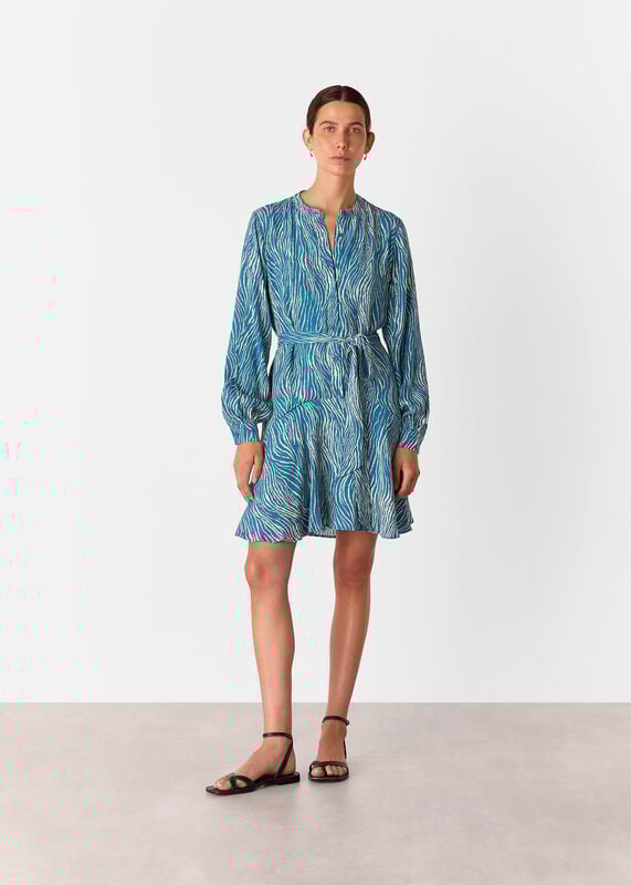 Blue Zebra Flippy Mini Dress