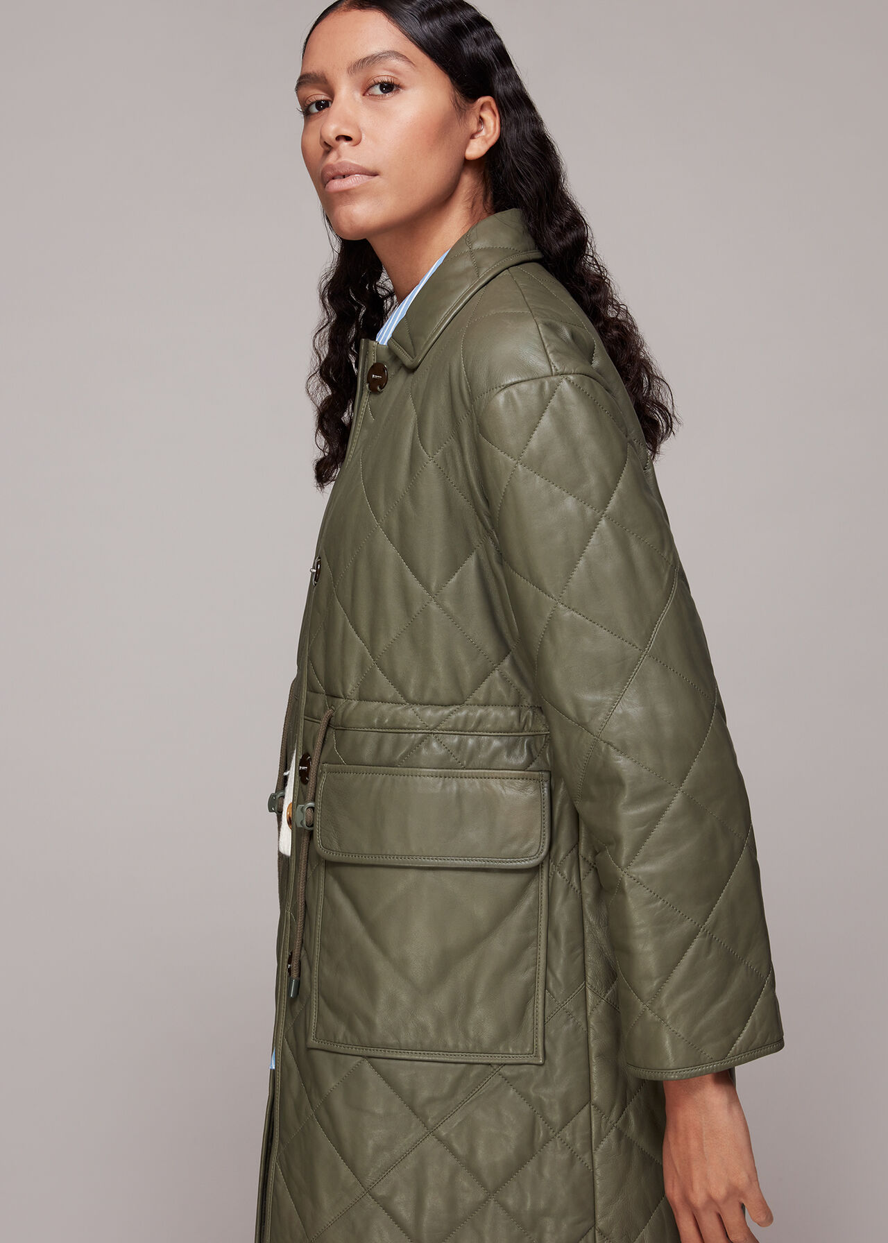 Millie Leather Quilted Coat