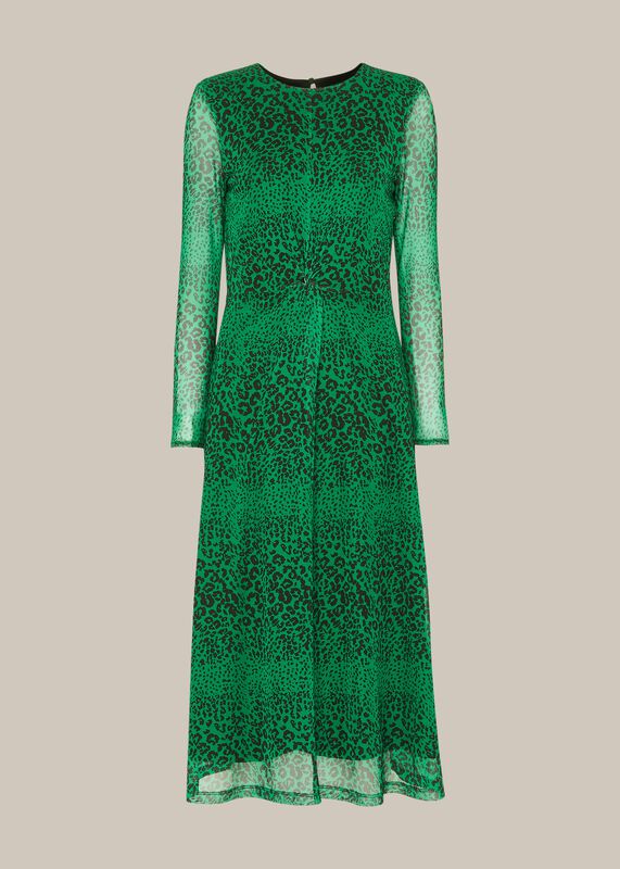 Green Speckled Animal Mesh Dress