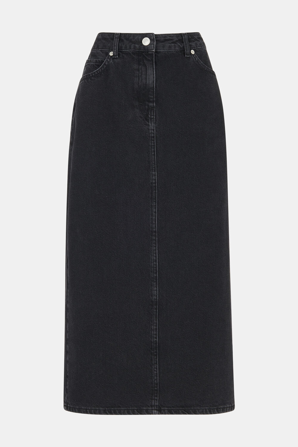 Petite Straight Denim Midi Skirt