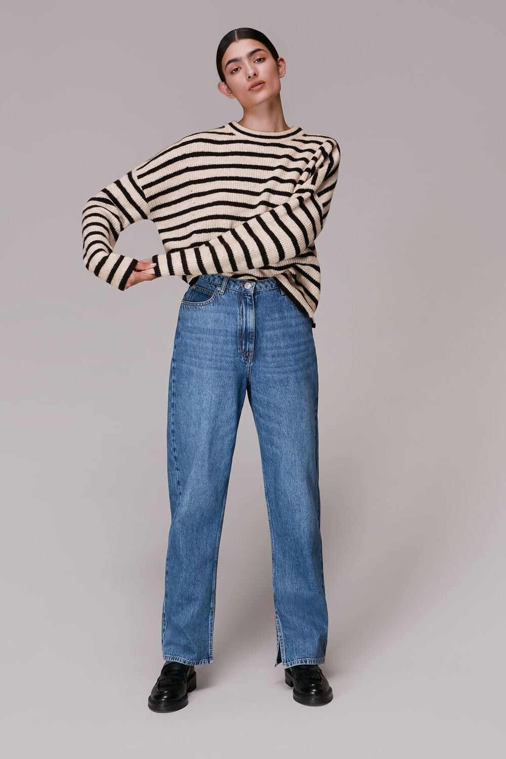 Stripe Ribbed Crew Neck Jumper