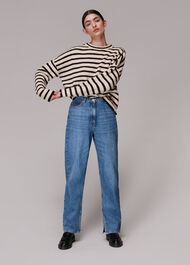 Stripe Ribbed Crew Neck Jumper