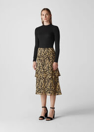 Reed Devore Silk Mix Skirt Gold/Multi