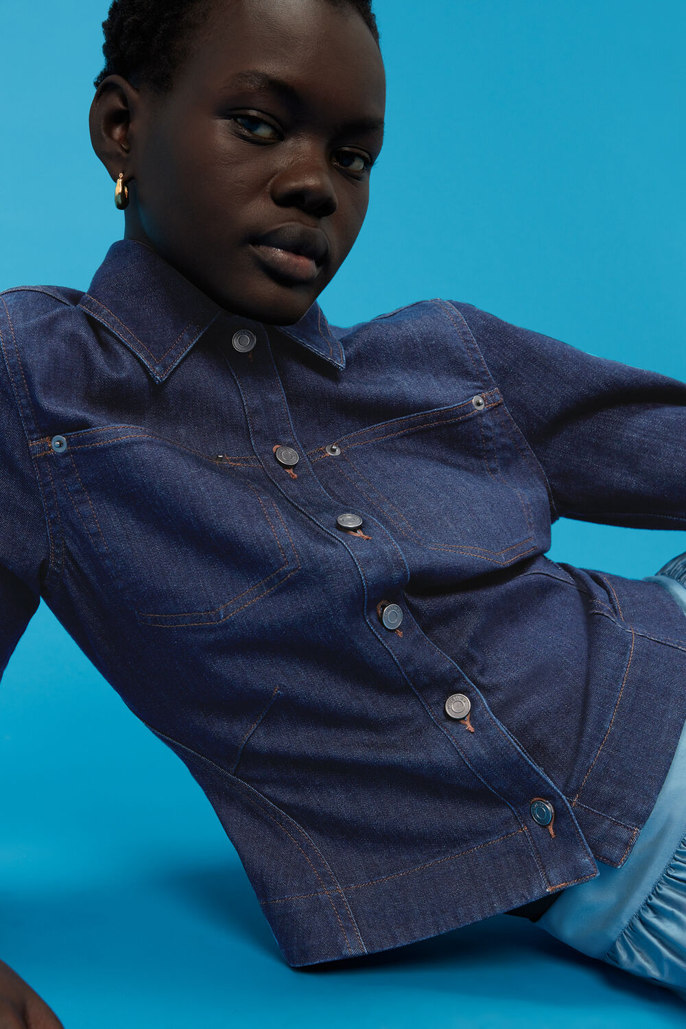 Denim Corset Detail Top