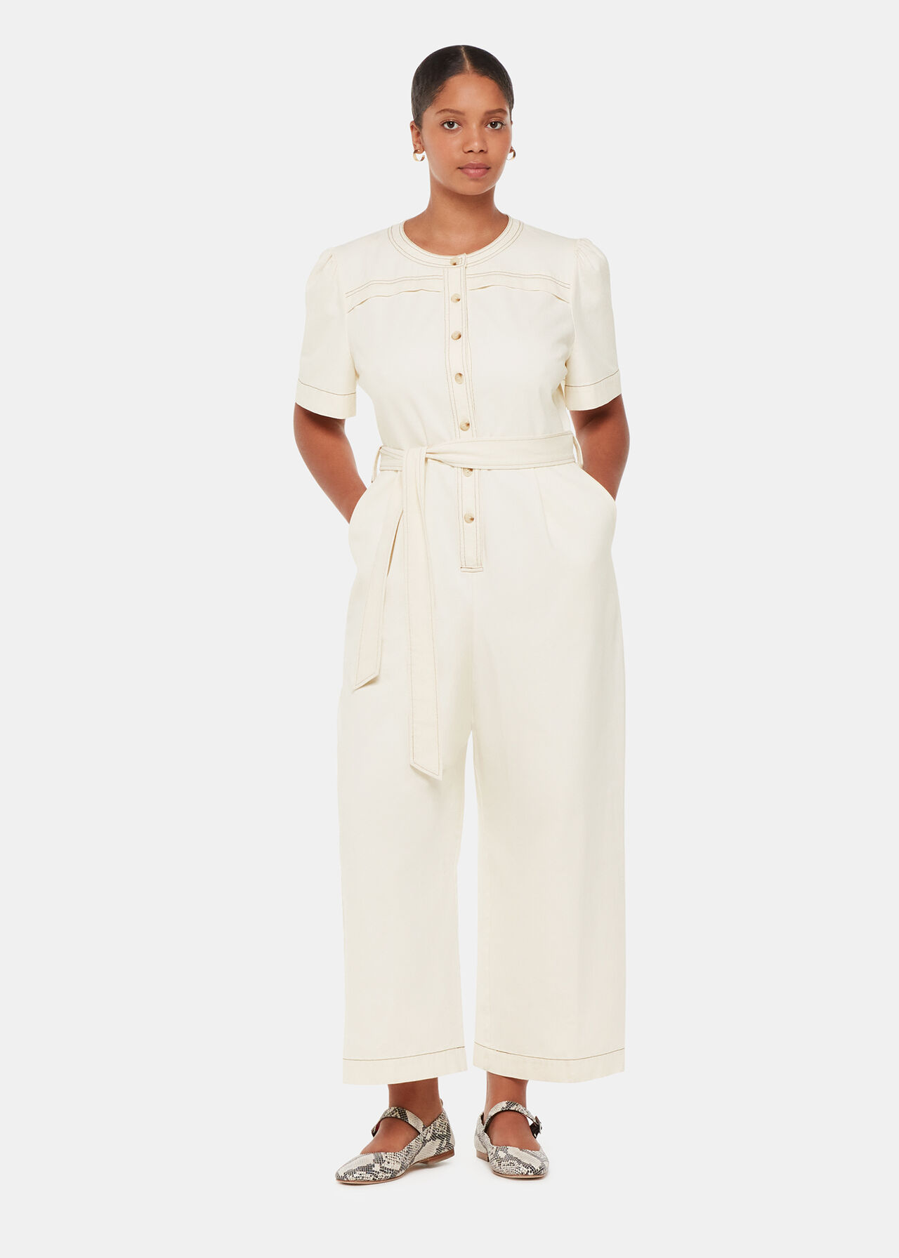 Ivory Alana Denim Jumpsuit WHISTLES