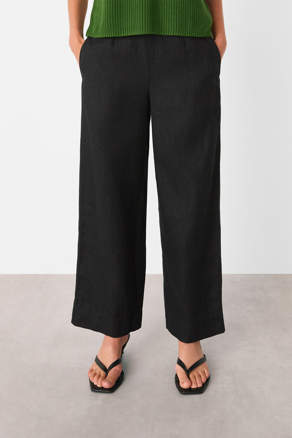 Black Linen Ankle Length Trouser