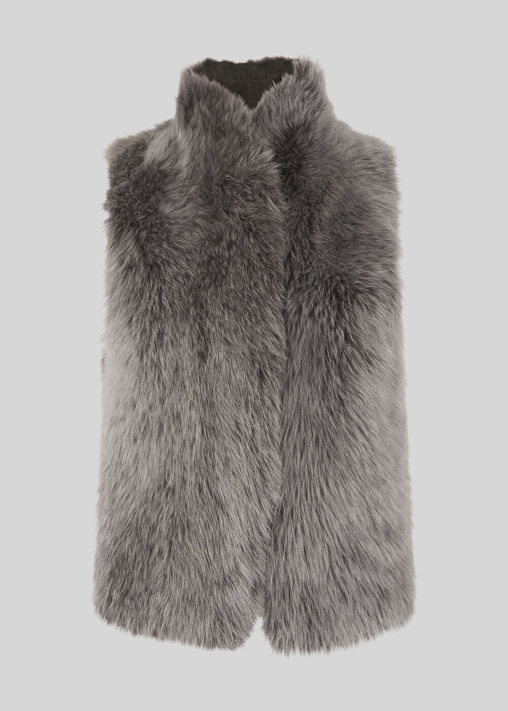 Short Sheepskin Gilet Grey