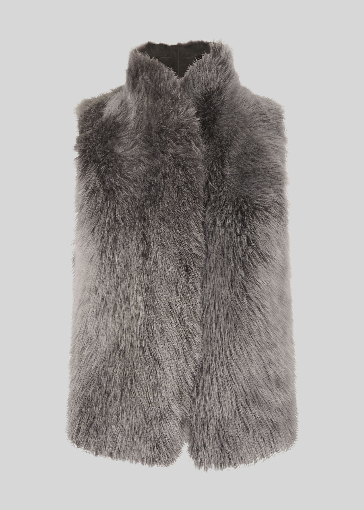 Short Sheepskin Gilet Grey