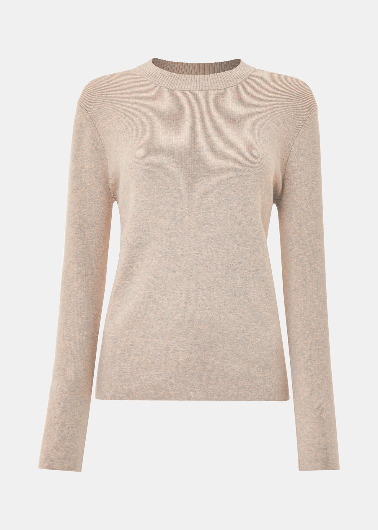 Neutral Keyhole Back Crew Neck Knit | WHISTLES