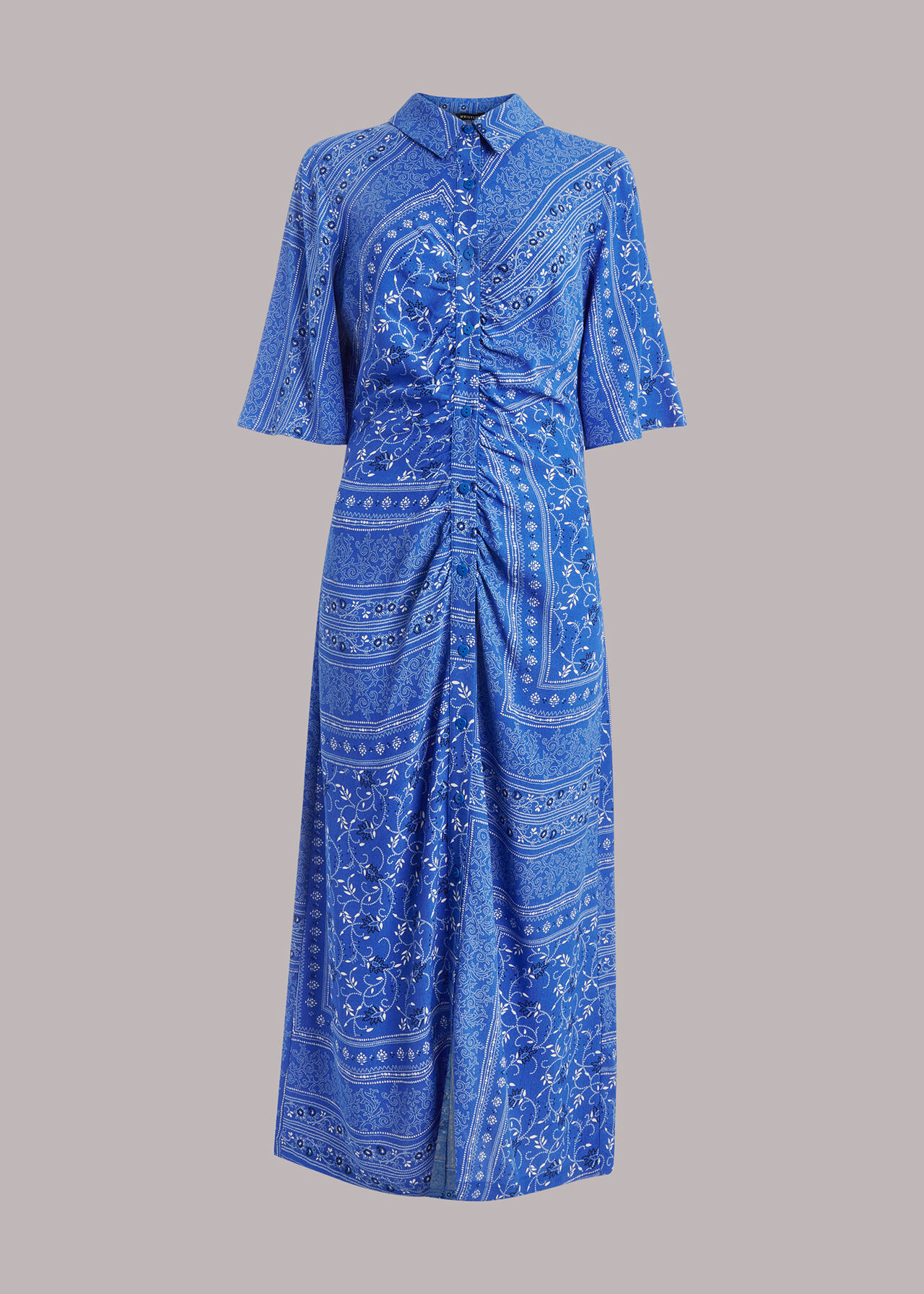 Blue/Multi Bandana Spot Print Shirt Dress | WHISTLES