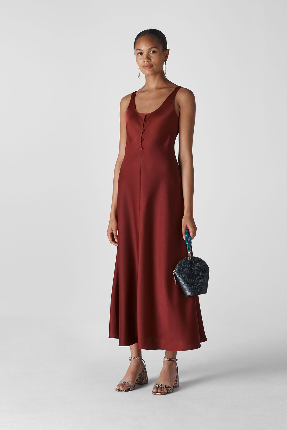 Pippa Satin Slip Dress Burgundy
