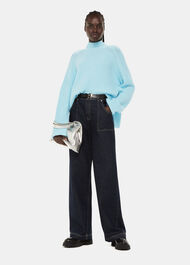 Wool Mix Rib Funnel Neck