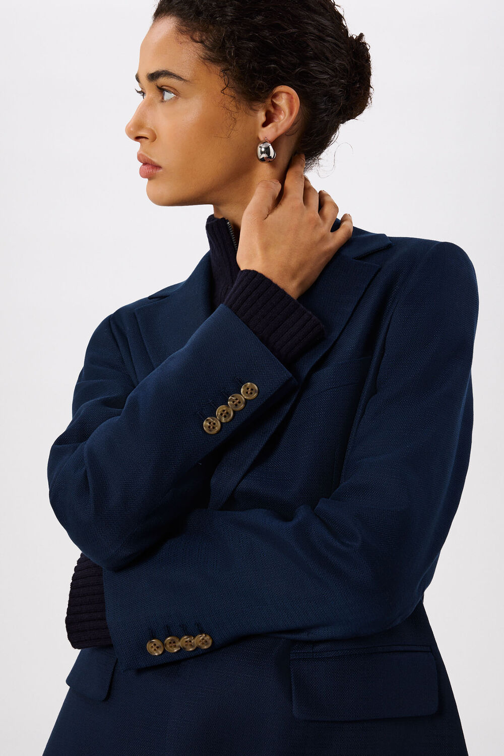 Navy Relaxed Hopsack Blazer