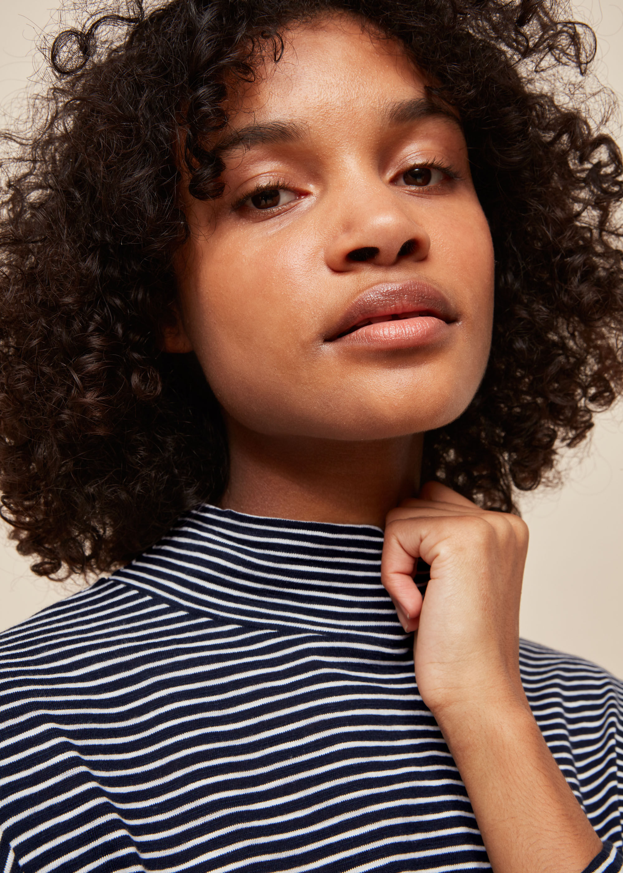 High neck stripe best sale top