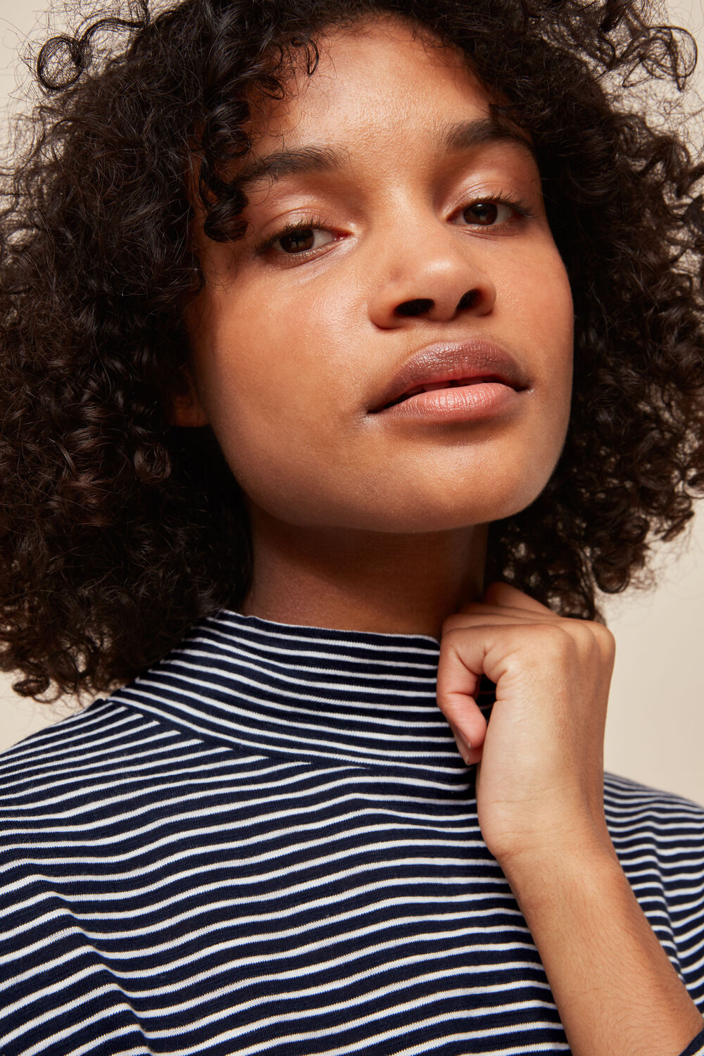 Stripe High Neck Relaxed Top