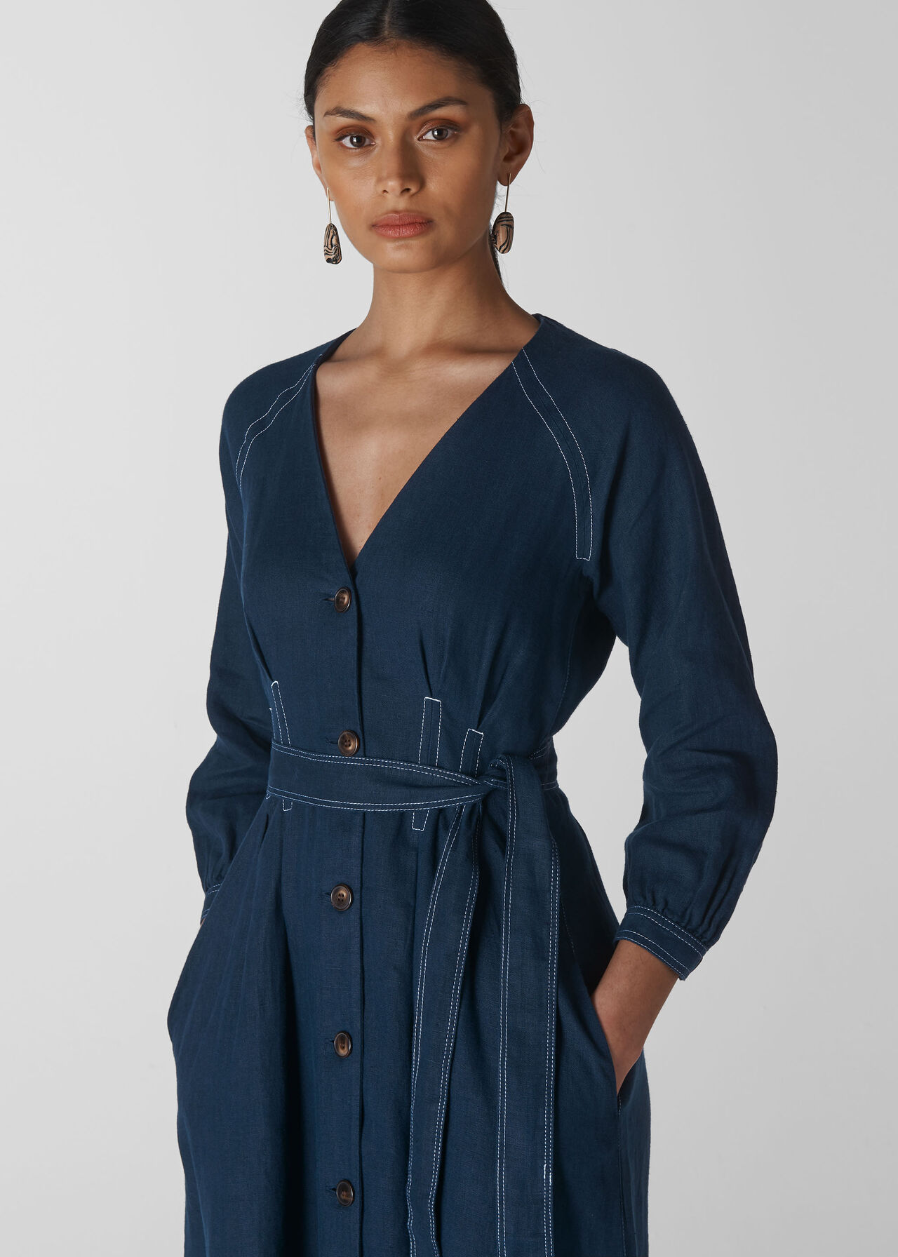 Tansey Linen Dress Navy