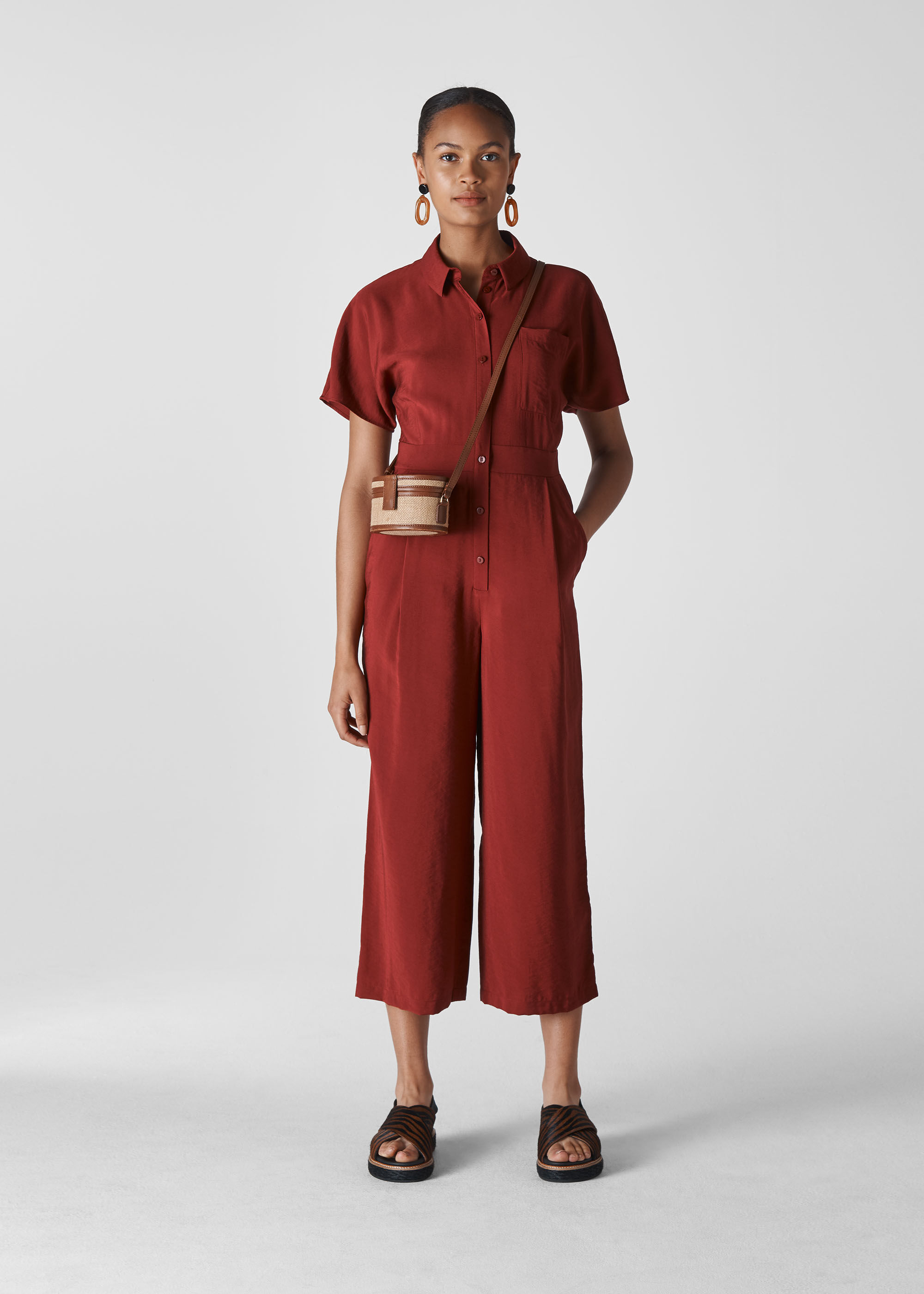 Burgundy Lucilia Jumpsuit WHISTLES Whistles UK