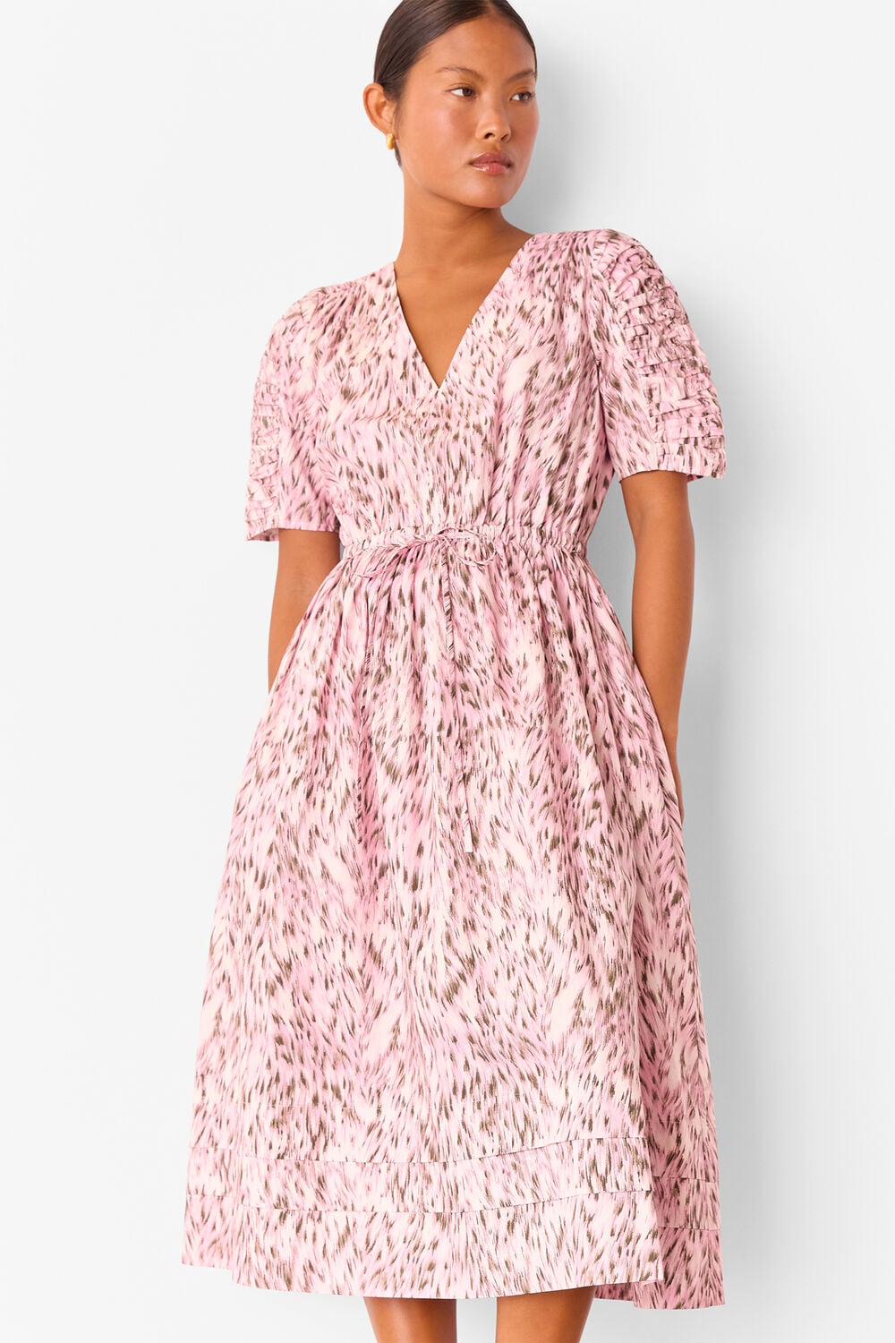 Petite Leopard Cotton Midi Dress