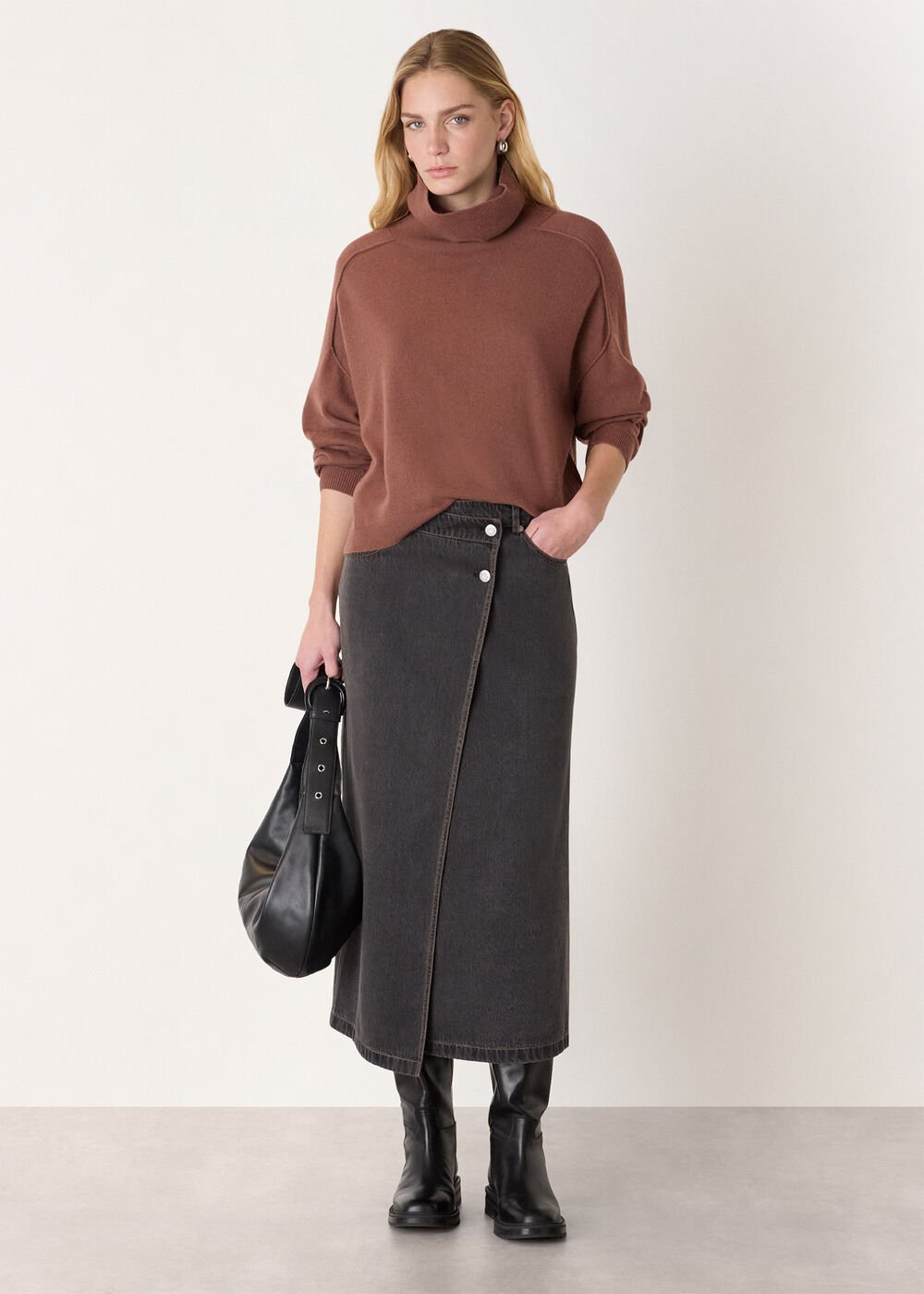 Wool Cowl Neck Knit Jumper
