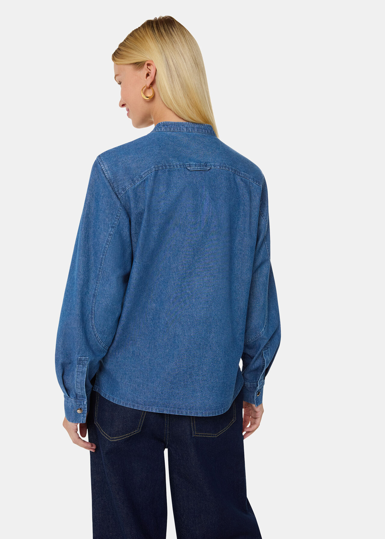 Pintuck Detail Denim Shirt