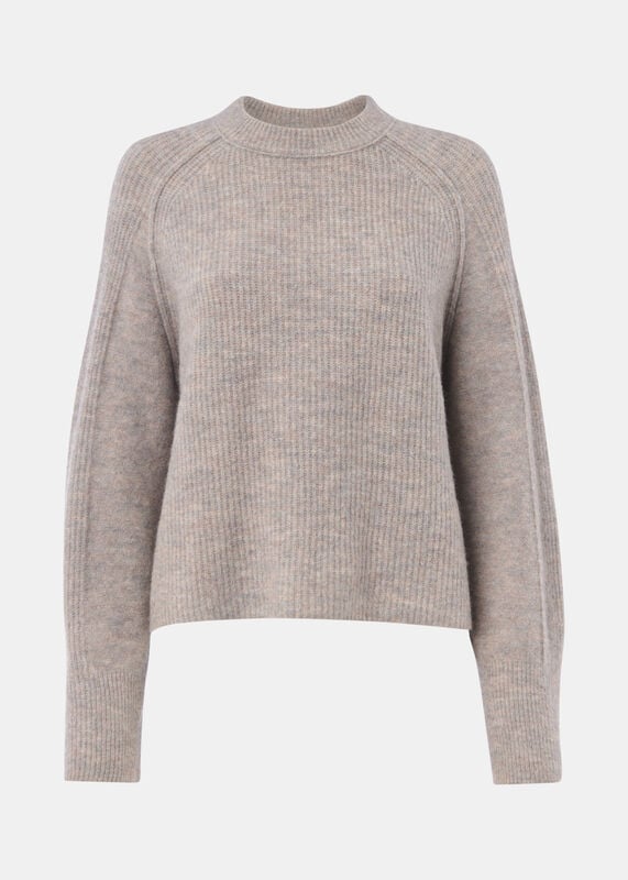 Neutral Aria Wool Mix Crew Knit