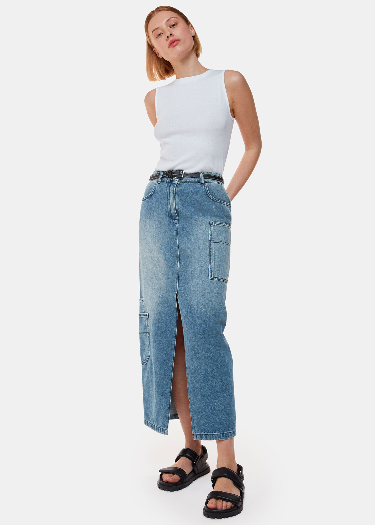 Whistles utility deals denim skirt