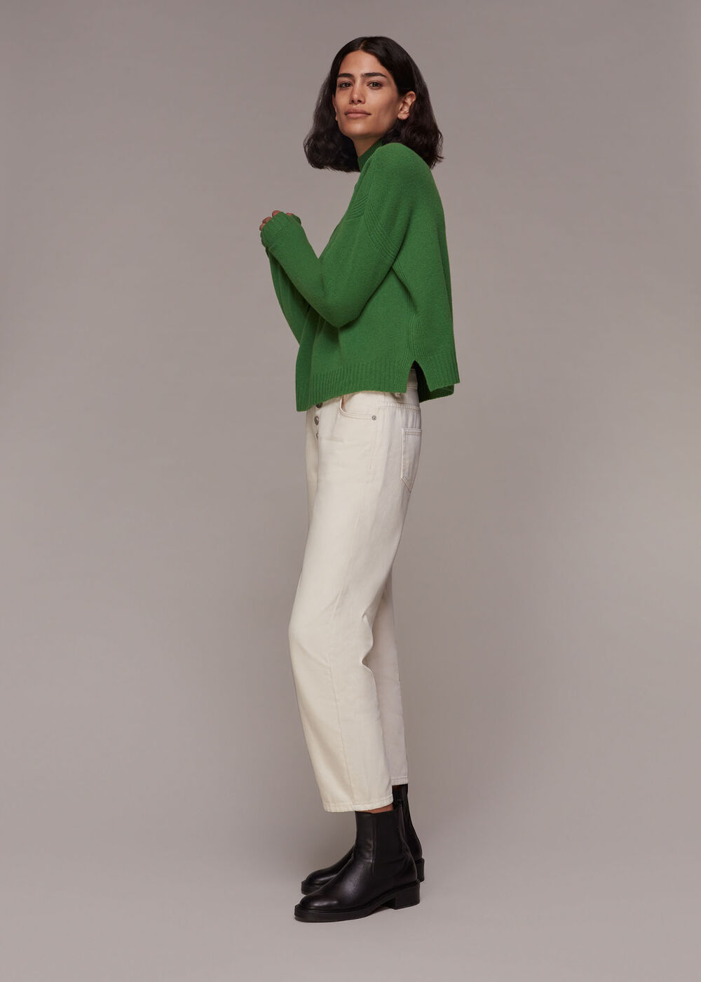 Wool Split Funnel Neck Jumper