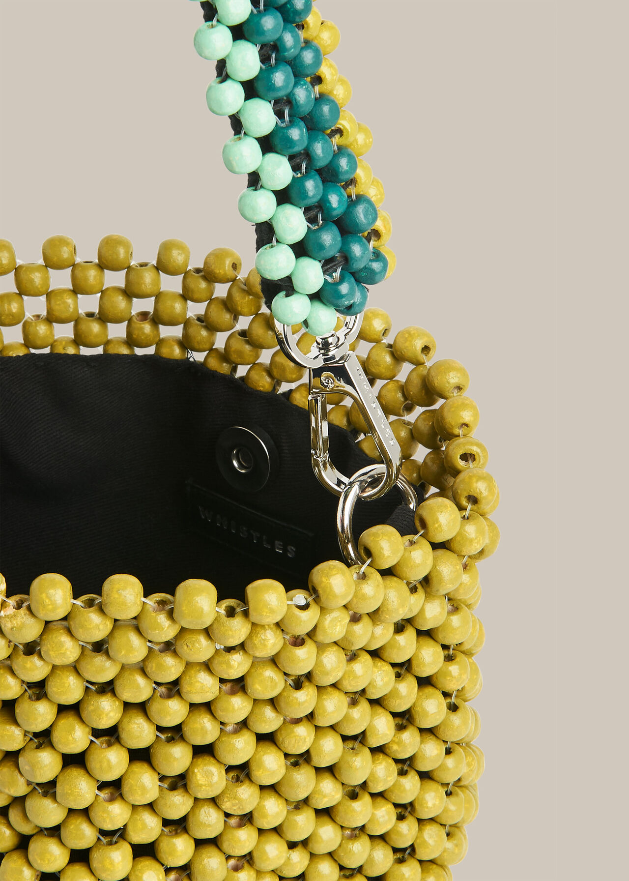 Martha Mini Beaded Bucket Bag Green