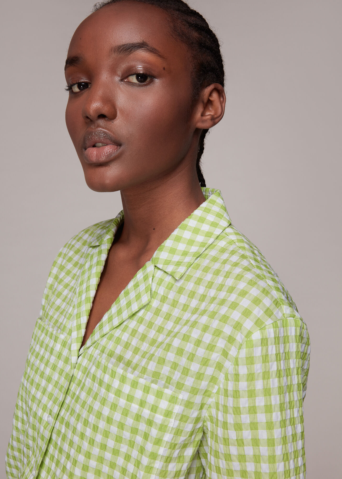 Green/Multi Grace Gingham Bowling Shirt | WHISTLES