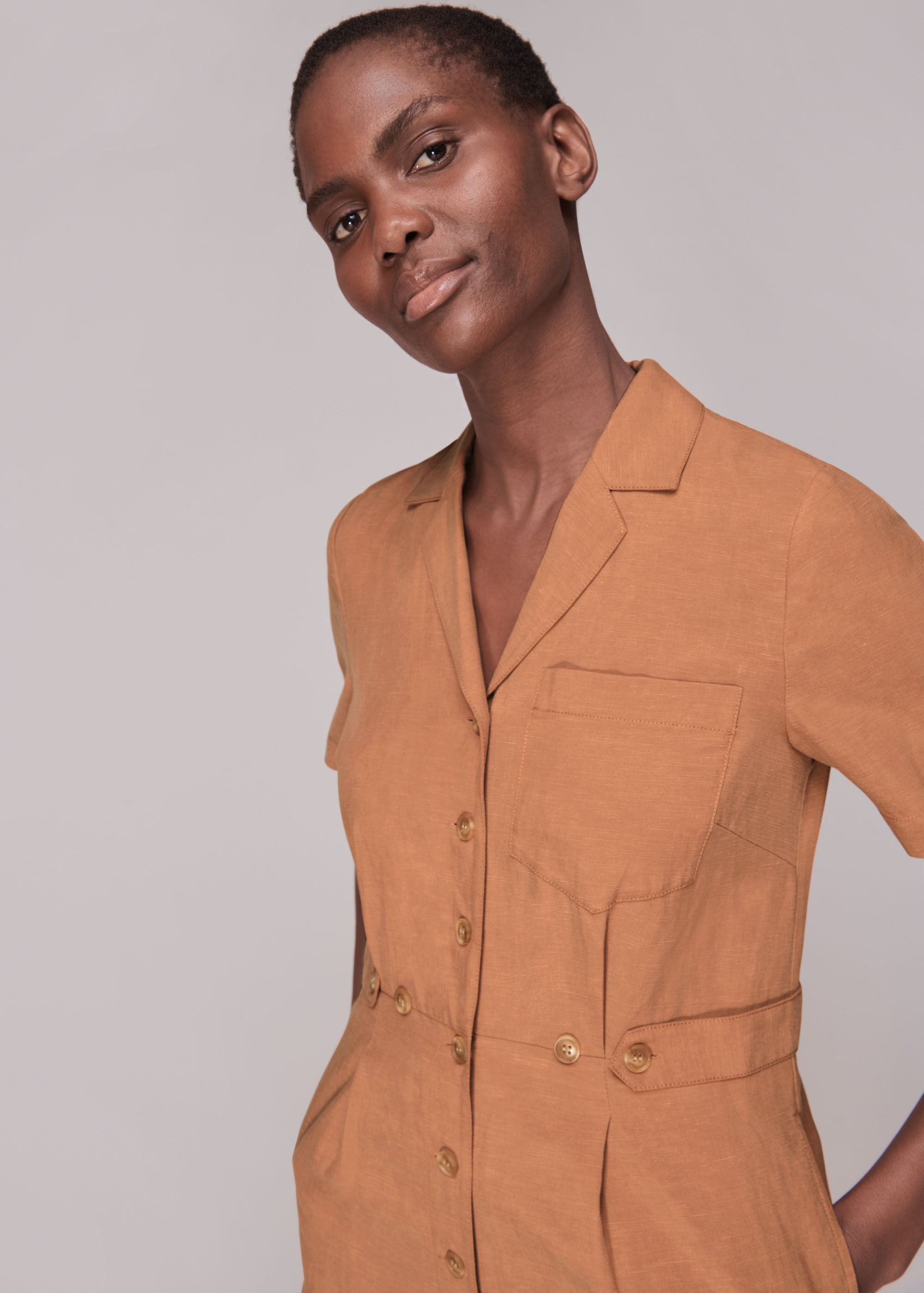 Rust Amee Relaxed Jumpsuit | WHISTLES | Whistles US |