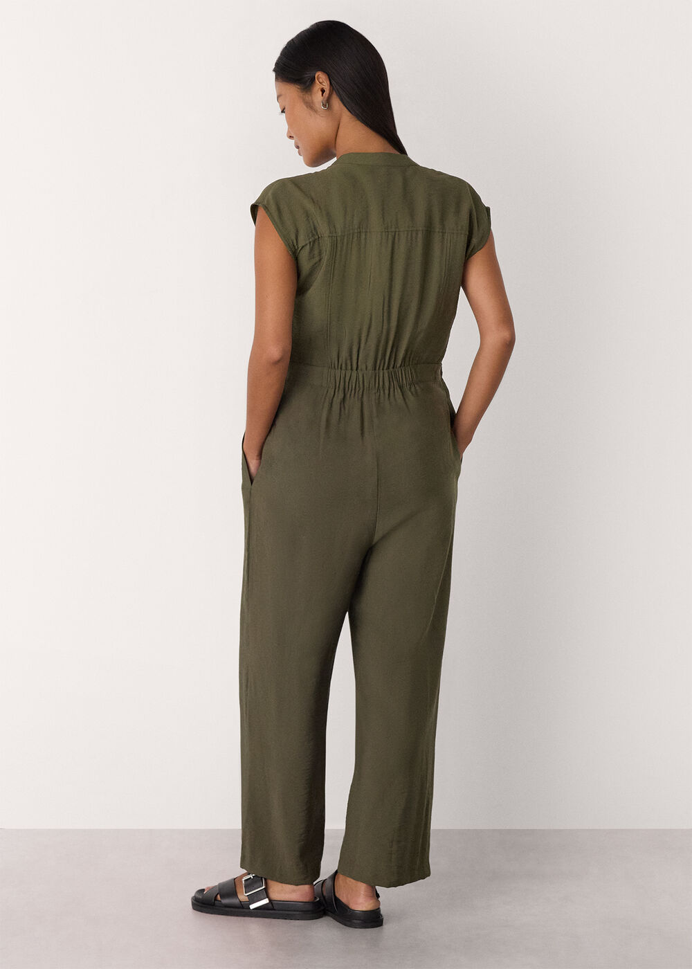 Petite Sleeveless Drawstring Jumpsuit