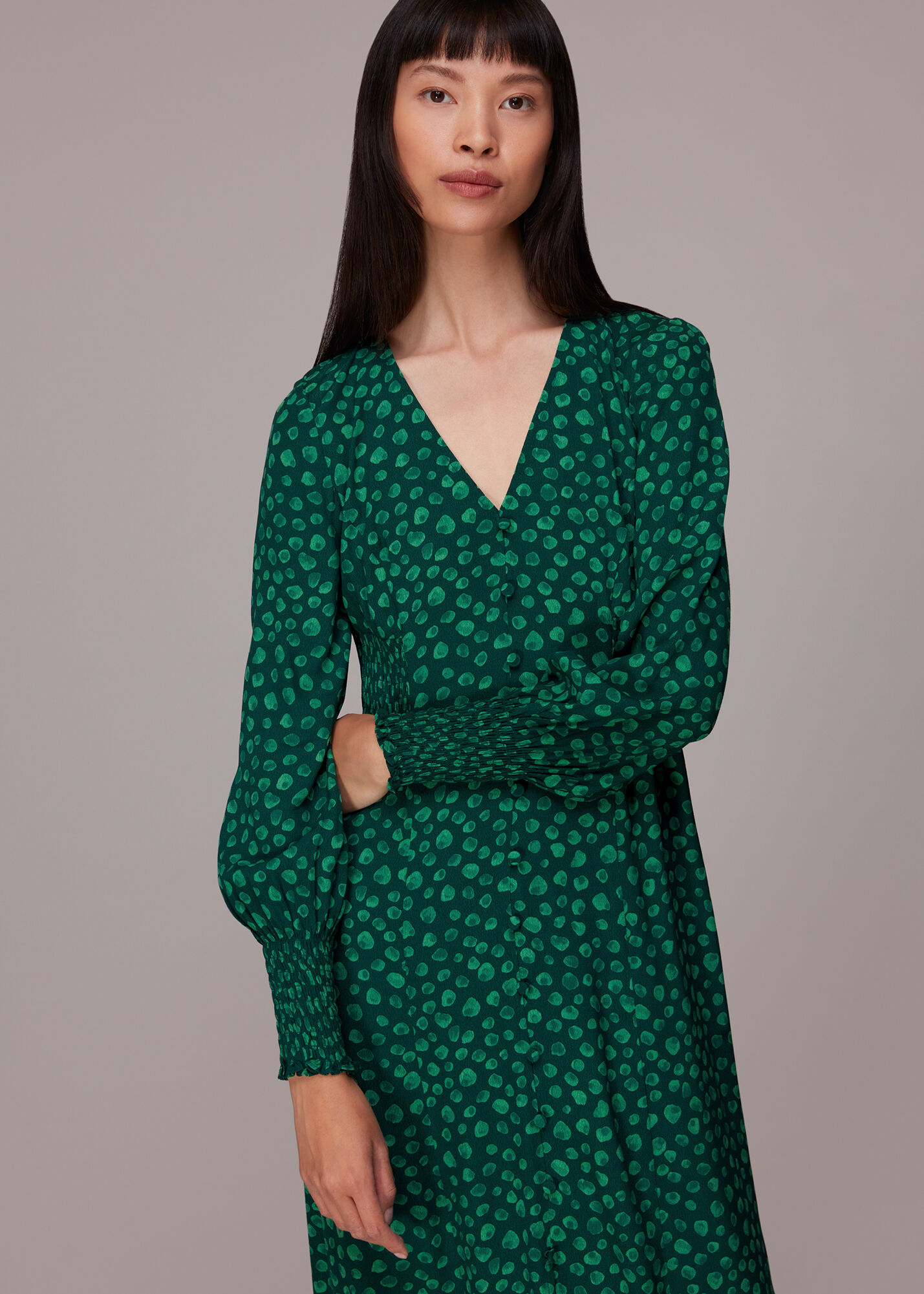 Green Multi Lava Spot Print Midi Dress WHISTLES