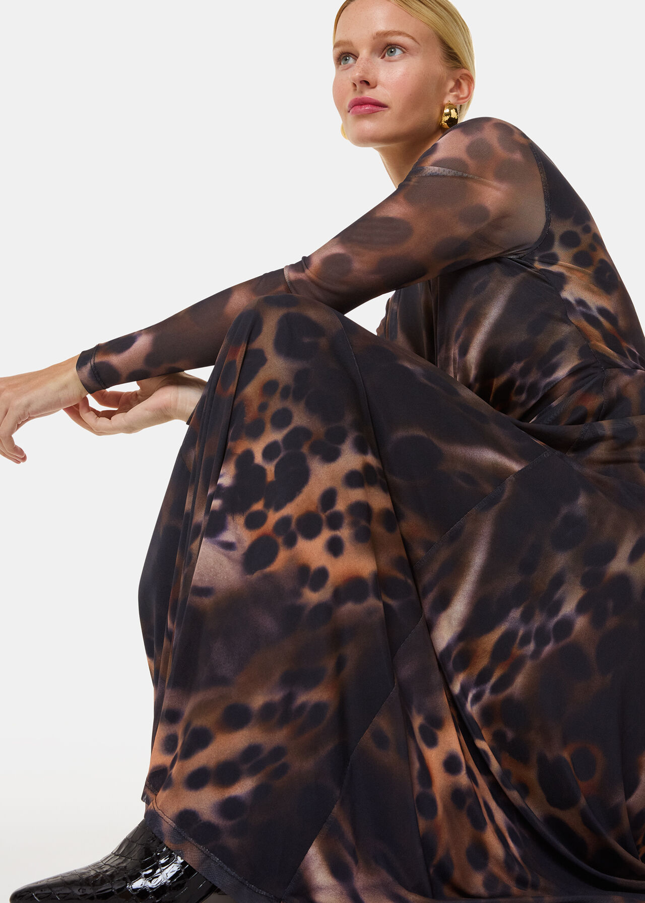 Misty Leopard Mesh Dress