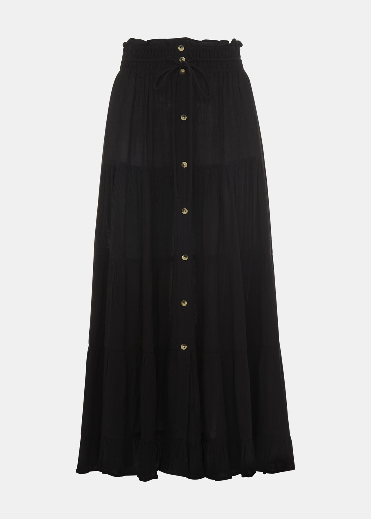 Black Button Front Crinkle Skirt | WHISTLES
