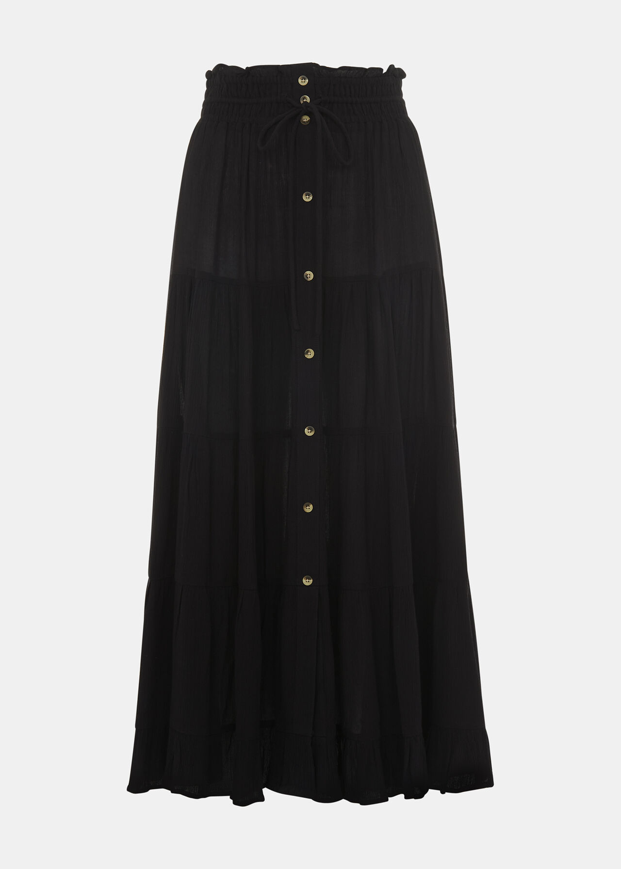 Button Front Crinkle Skirt