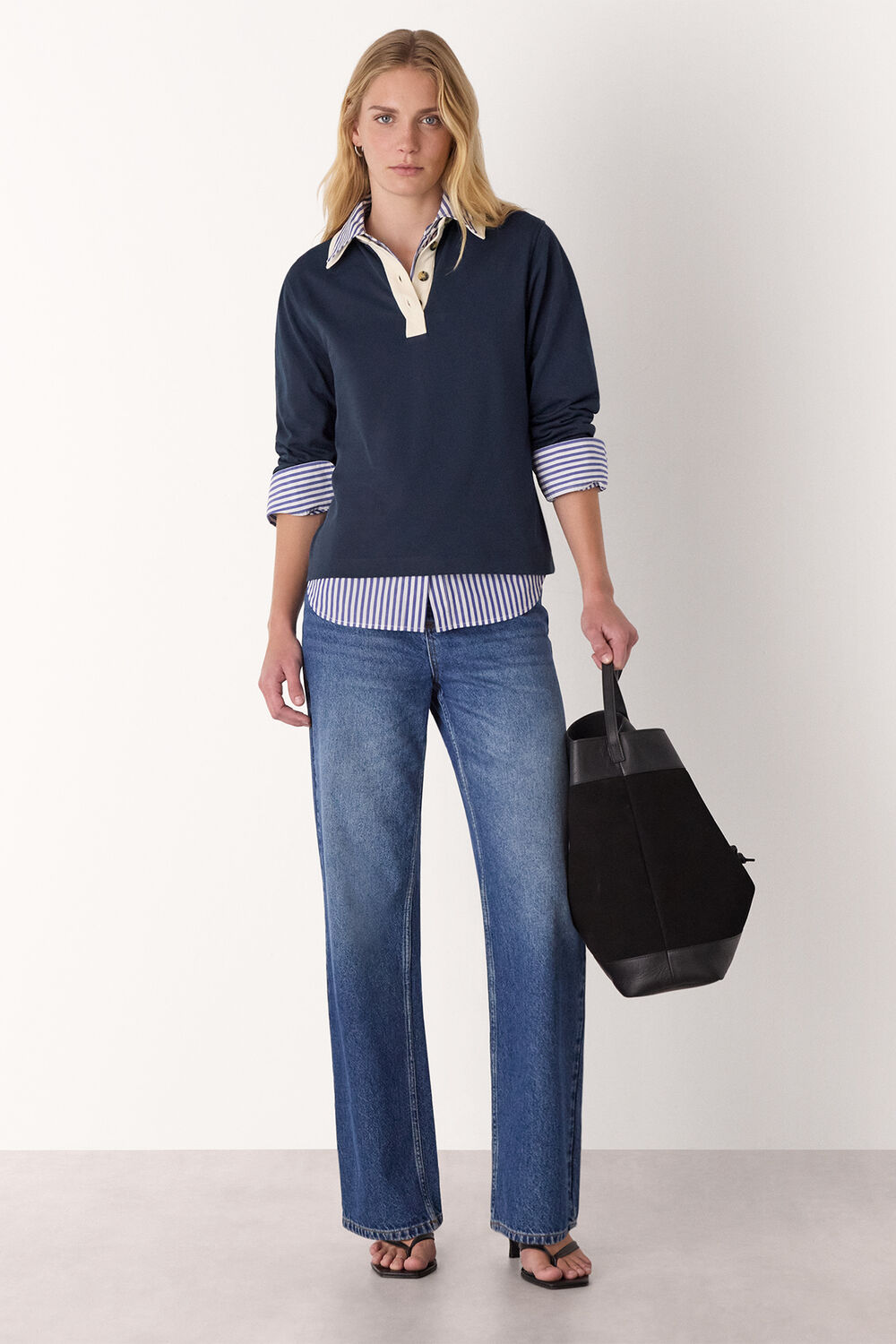 Navy Contrast Collar Polo Shirt