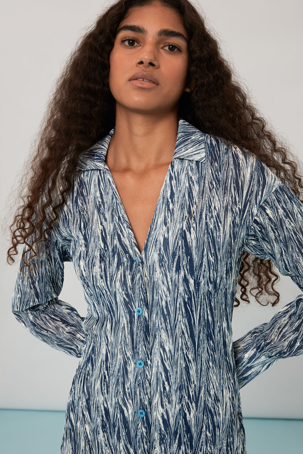 Marble Stripe Plisse Dress