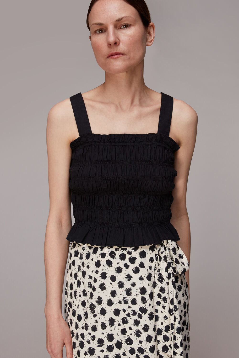 Black Brushed Dalmatian Wrap Skirt