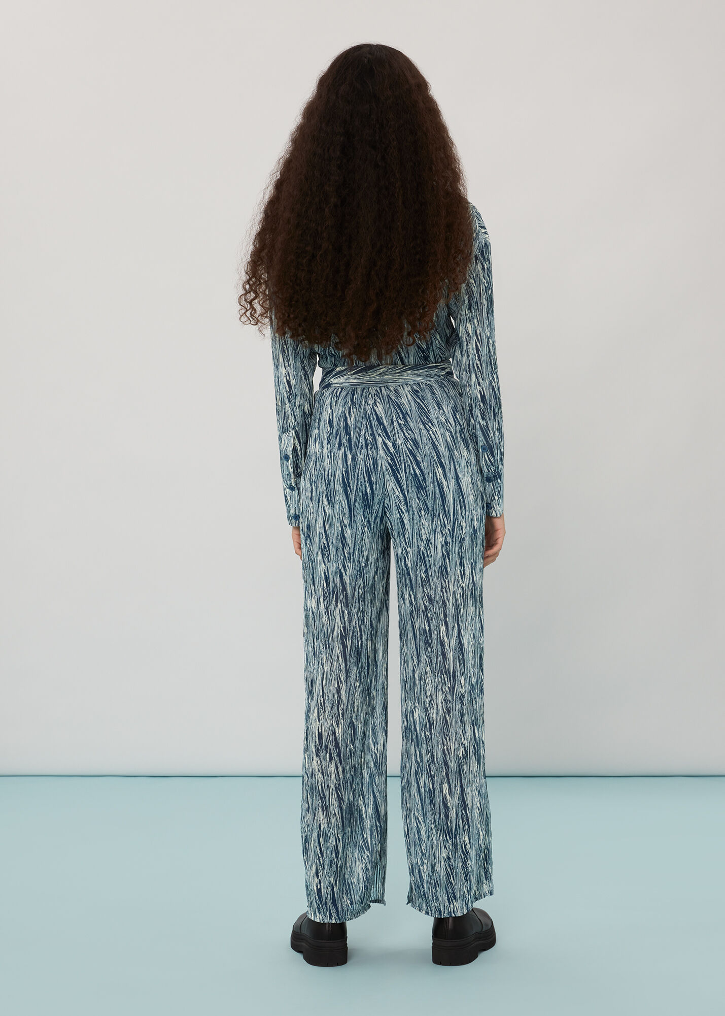 Navy/Multi Marble Stripe Plisse 
