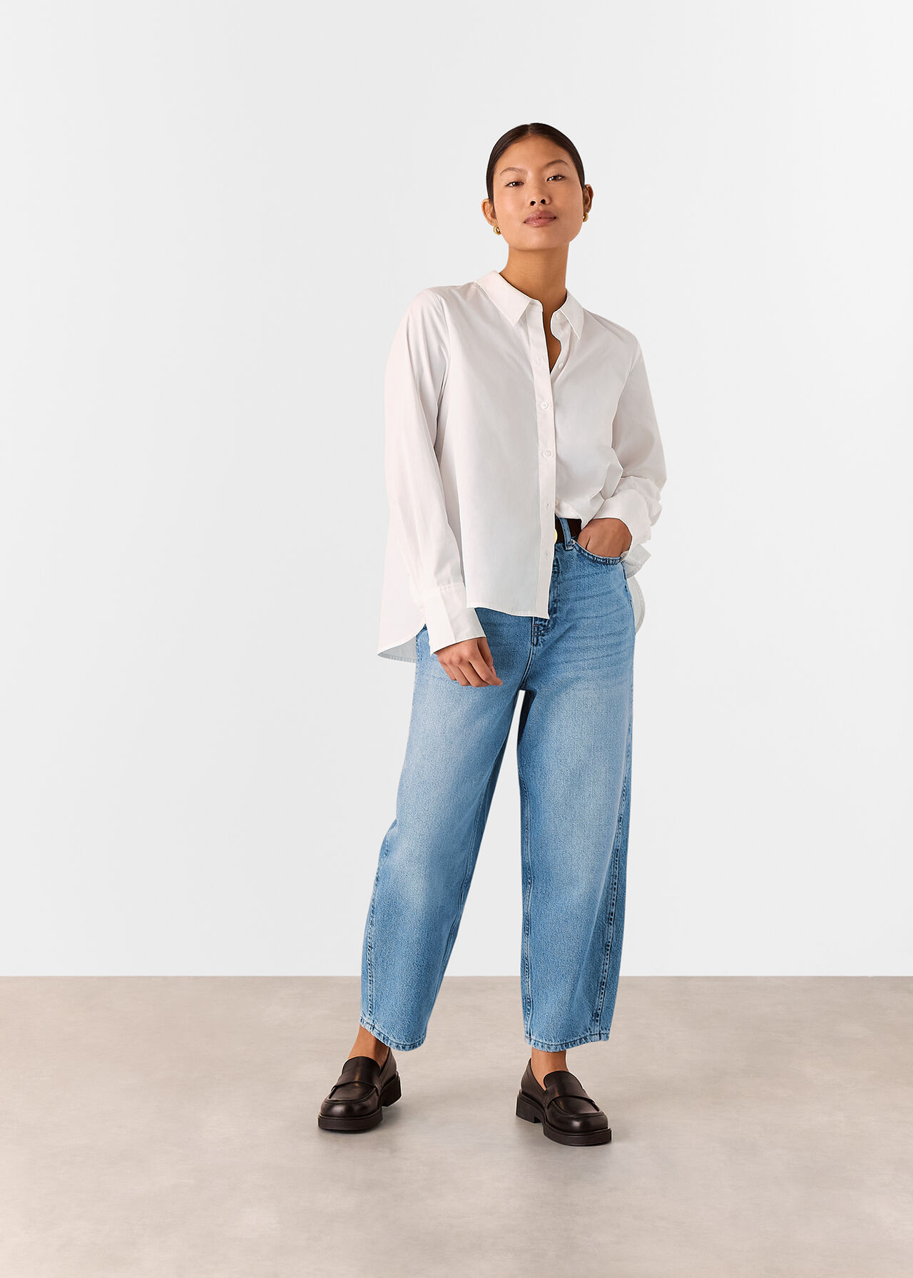 Whistles Authentic Barrel Leg Jean Light Wash