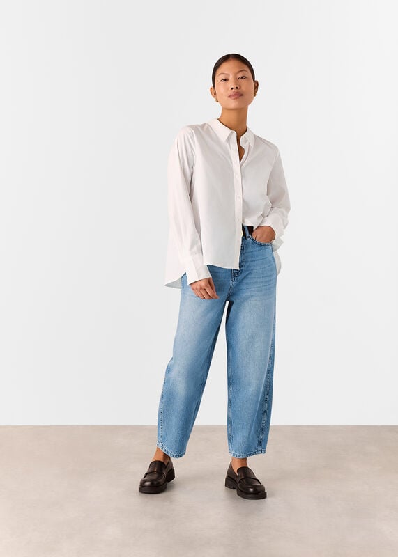 Light Wash Petite Authentic Barrel Leg Jean