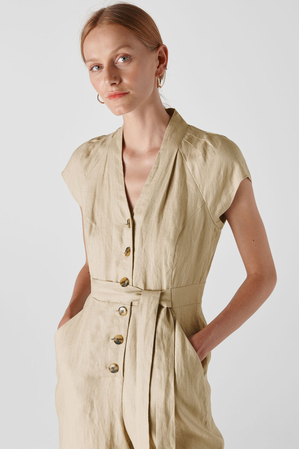 Sana Linen Jumpsuit Beige