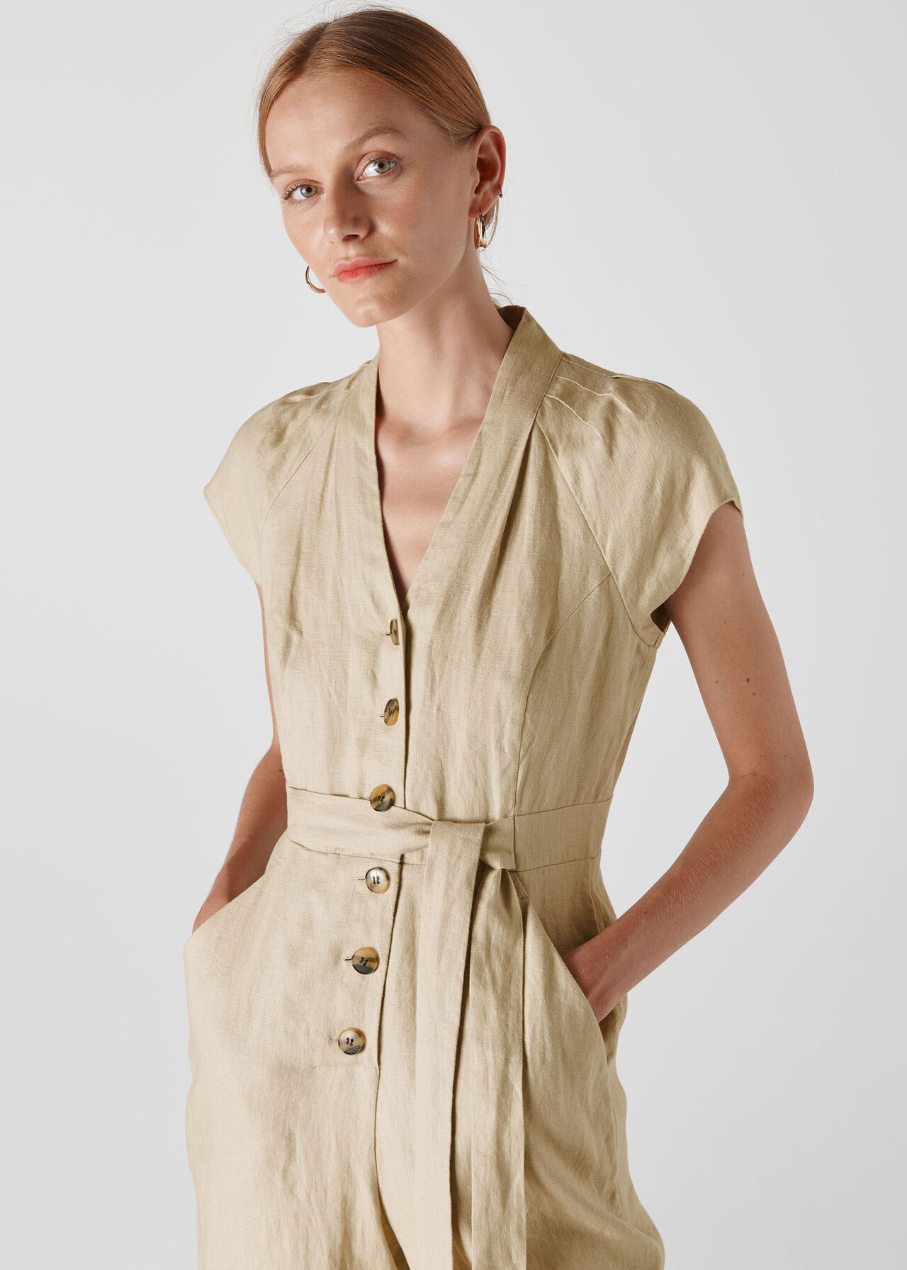 Sana Linen Jumpsuit Beige